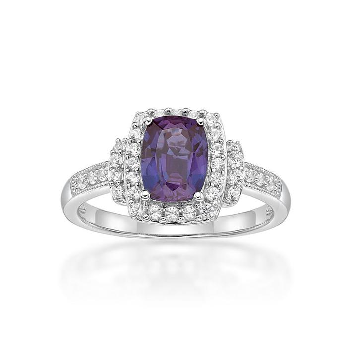 Womens Lab Created Blue Alexandrite Sterling Silver Cocktail Ring