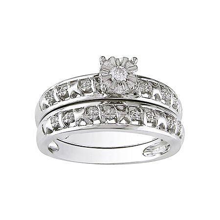 Diamond-accent Bridal Ring Set Sterling Silver