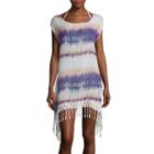 Arizona Sleeveless Crochet Fringe Chiffon Swim Coverup - Juniors
