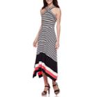 Robbie Bee Sleeveless Cross Neck Stripe Maxi Dress