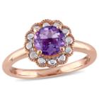 Womens Genuine Purple Amethyst 10k Gold Cocktail Ring