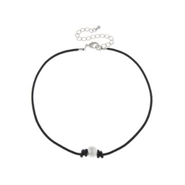 City Streets Womens White Pearl Choker Necklace