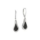 3/8 Ct. T.w. White And Color-enhanced Black Diamond Sterling Silver Teardrop Earrings