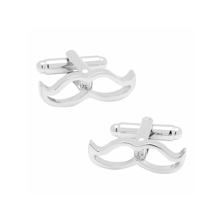 Cool Cut Silver Moustache Cufflinks