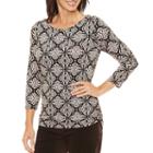 Lark Lane 3/4 Sleeve Scoop Neck T-shirt-womens