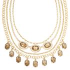 Monet Champagne And Clear Crystal Layered Necklace