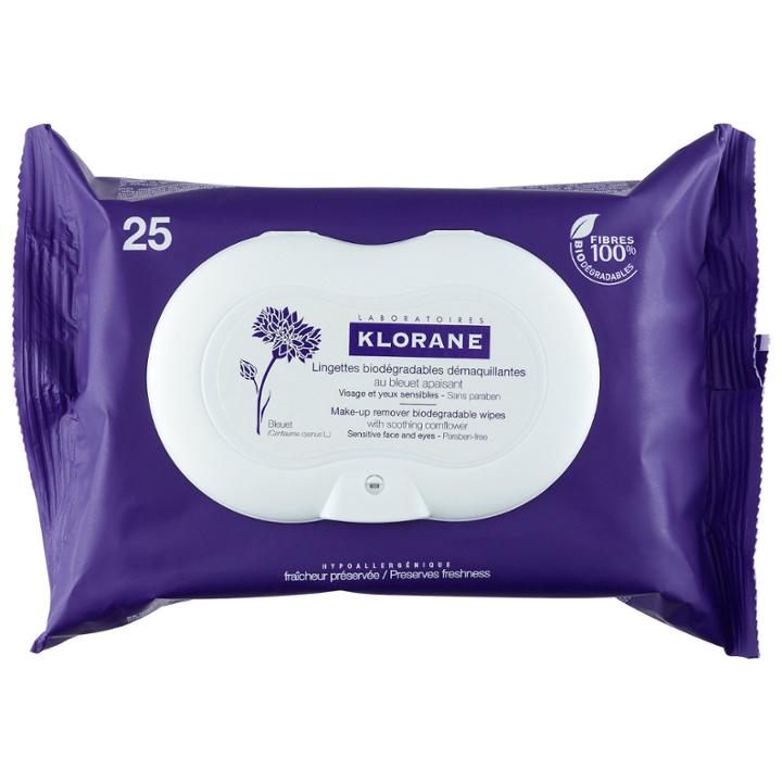 Klorane Make-up Remover Biodegradable Wipes With Soothing Cornflower