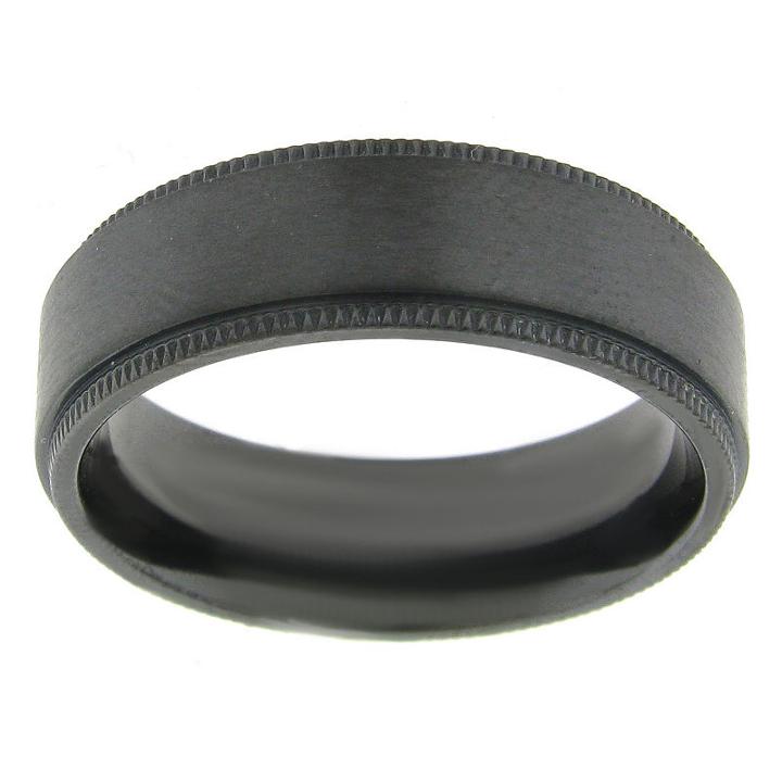 Mens Black Zirconium Band