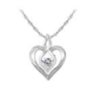 Love In Motion&trade; Lab-created White Sapphire & Diamond-accent Sterling Silver Heart Pendant Necklace