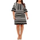 Studio 1 Elbow Sleeve Stripe Fit & Flare Dress-plus