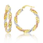 14k Tri-color Gold 30mm Hoop Earrings