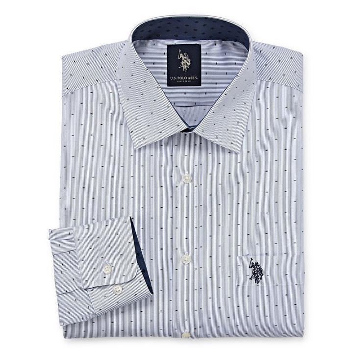 U.s. Polo Assn. Long Sleeve Geo Linear Dress Shirt -big And Tall