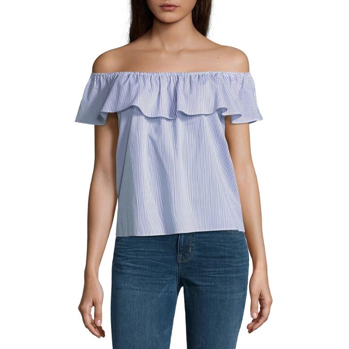 By & By Sleevelessoff The Shoulderoxford Blouse-juniors