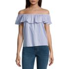 By & By Sleevelessoff The Shoulderoxford Blouse-juniors
