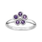 Personally Stackable Genuine Amethyst Flower Ring