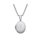 Personalized Silver Over Brass Child's Engraved Initial Locket Pendant Necklace
