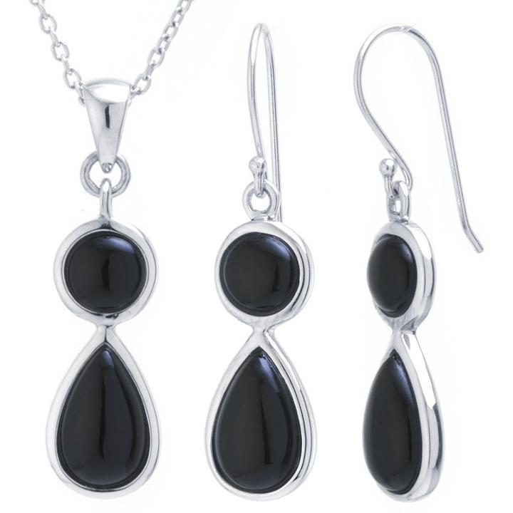 Womens 2-pack Black Onyx Sterling Silver Jewelry Set