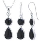 Womens 2-pack Black Onyx Sterling Silver Jewelry Set