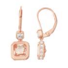 Simulated Morganite & Lab-created White Sapphire 14k Rose Gold Over Silver Earrings