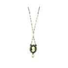 1928 Black-tone And Simulated Pearl Black Cameo Necklace