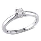 Womens 1/6 Ct. T.w. Genuine Round White Diamond Sterling Silver Solitaire Ring