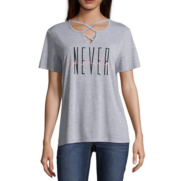 Hybrid Never Stop Smiling Criss Cross Tee - Juniors
