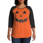 City Streets 3/4 Sleeve Crew Neck T-shirt-womens Juniors Plus