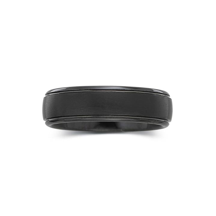 Personalized Mens 6mm Comfort Fit Black Tungsten Carbide Wedding Band