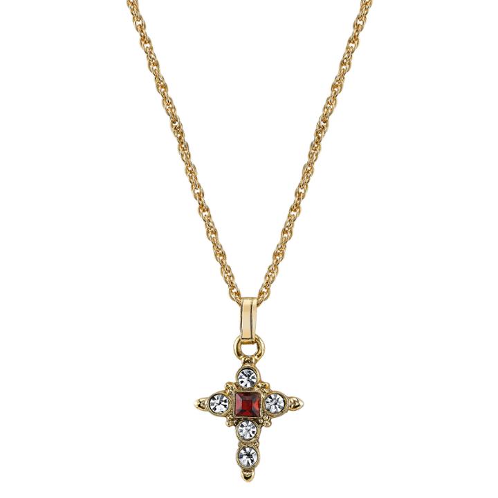 Symbols Of Faith Religious Jewelry Womens Red Crystal Pendant Necklace