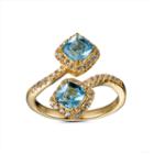 Womens Blue Blue Topaz Gold Over Silver Bypass Ring