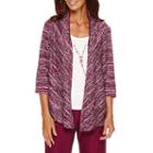 Alfred Dunner Veneto Valley 3/4-sleeve Layered Top With Necklace - Petite