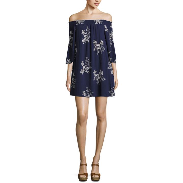 My Michelle Off The Shoulder Embroidered Dress -juniors