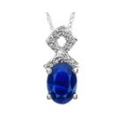 Lab-created Blue Sapphire And Diamond-accent 10k White Gold Split-bail Pendant Necklace