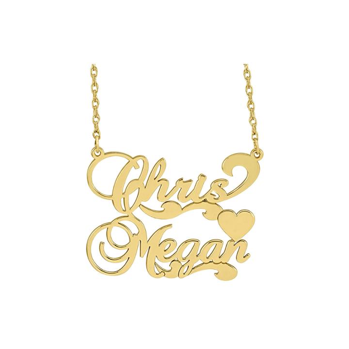 Personalized 14k Gold Over Sterling Silver Couples Necklace