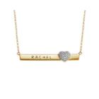 Personalized Engraved Bar With Diamond Accent Heart Necklace
