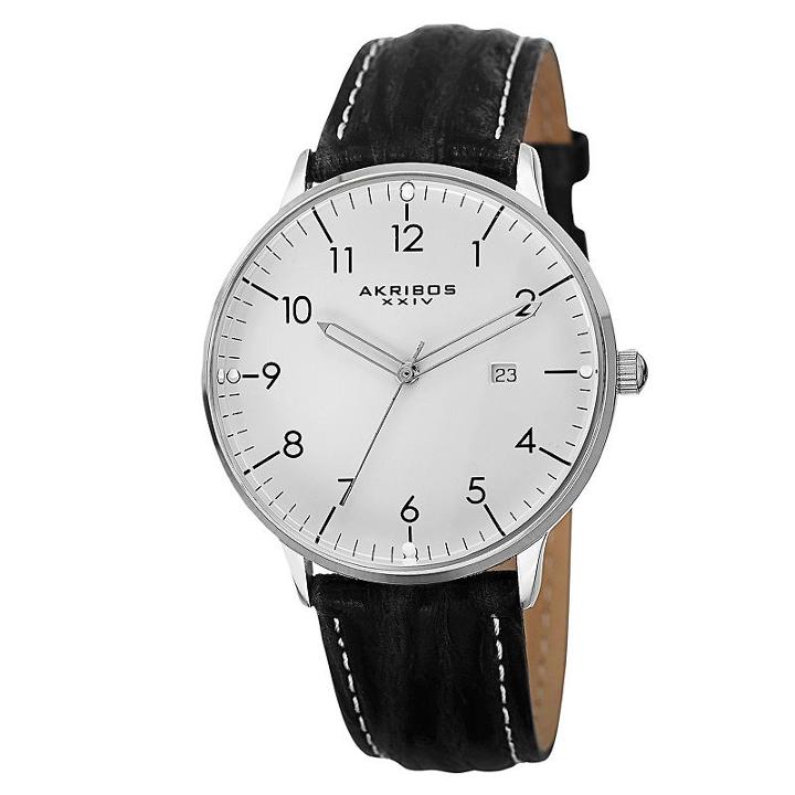 Akribos Xxiv Mens Black Strap Watch-a-715wt