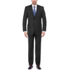 Verno Men's Black 100 Wool Classic Fit Single Breast Solid Two Piece Suit