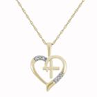 Womens Diamond Accent Genuine White Diamond 10k Gold Heart Pendant Necklace