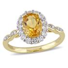 Womens Diamond Accent Yellow Citrine 14k Gold Cocktail Ring