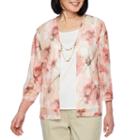 Alfred Dunner La Dolce Vita Long Sleeve Crew Neck Floral T-shirt-womens