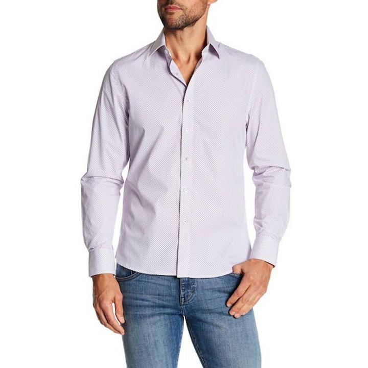 Tr Premium Jacquard Purple Contrast Slim Fit Dress Shirt