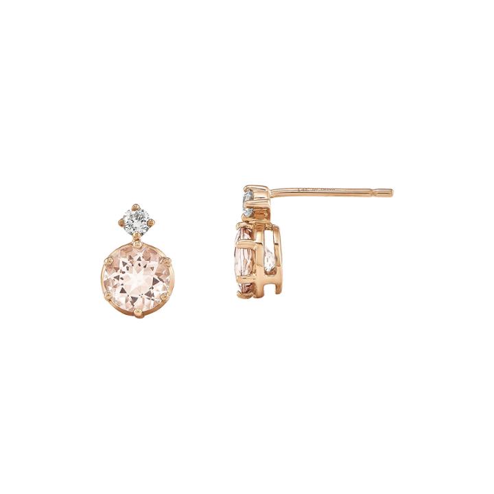 Genuine Morganite And 1/8 Ct. T.w. Diamond 14k Rose Gold Stud Earrings