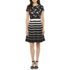 Danny & Nicole Short Sleeve Lace Stripe Fit & Flare Dress
