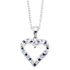 Genuine Blue Sapphire & Diamond Accent Platinum Over Silver Heart Pendant