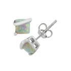 Princess White Opal Sterling Silver Stud Earrings