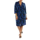 24/7 Comfort Apparel Alluring Blue Ocean Wrap Dress-plus