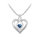 Love In Motion&trade; Lab-created Sapphire And Diamond-accent Heart Pendant Necklace