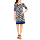 R & K Originals Elbow Sleeve Geometric Sheath Dress