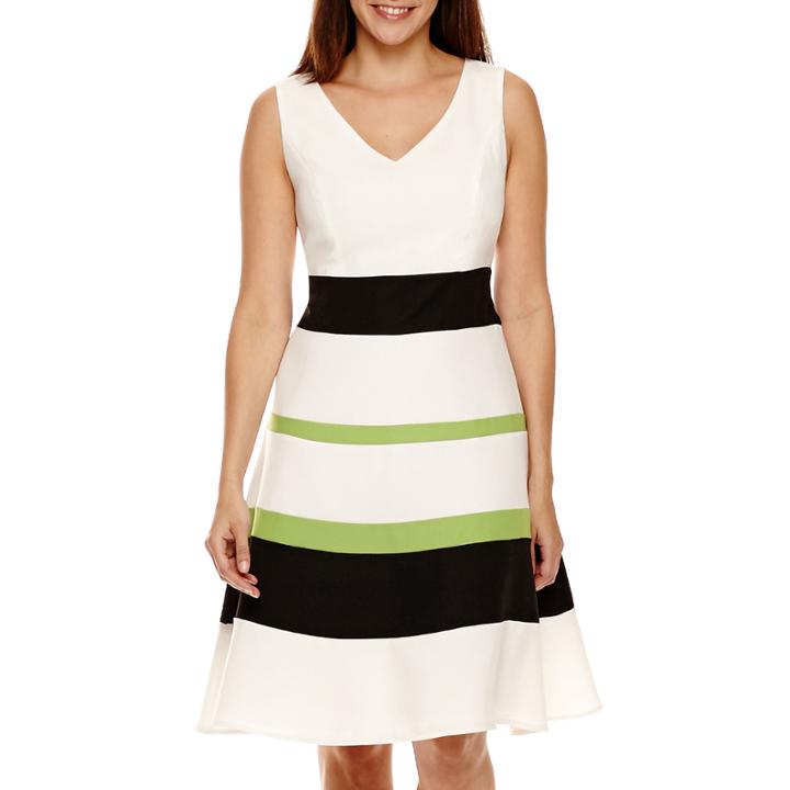 Black Label By Evan-picone Sleeveless Colorblock Fit And Flare Dress