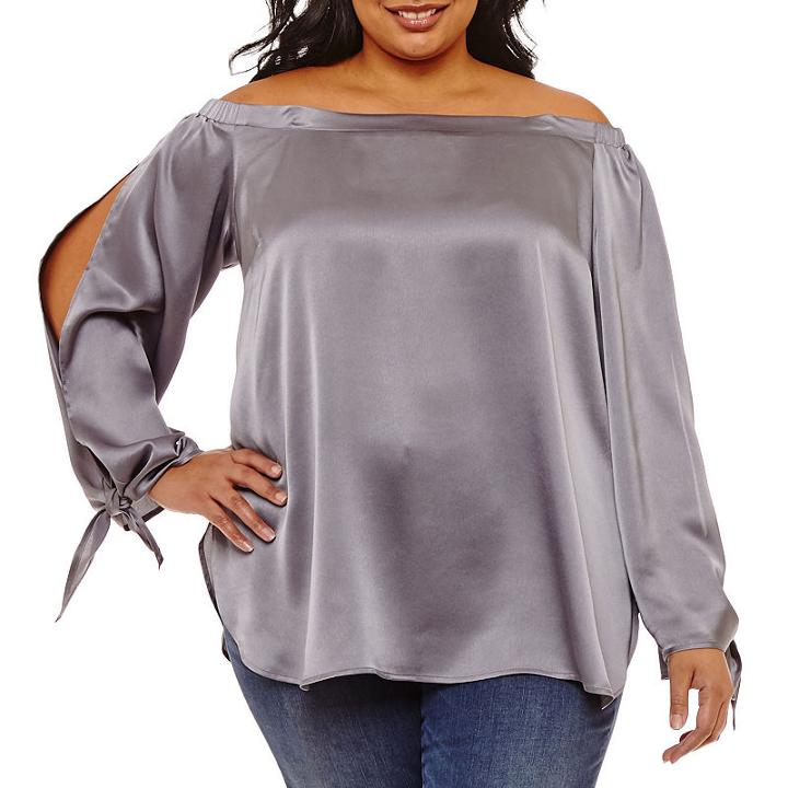 Belle + Sky Split Sleeve Off Shoulder Blouse - Plus